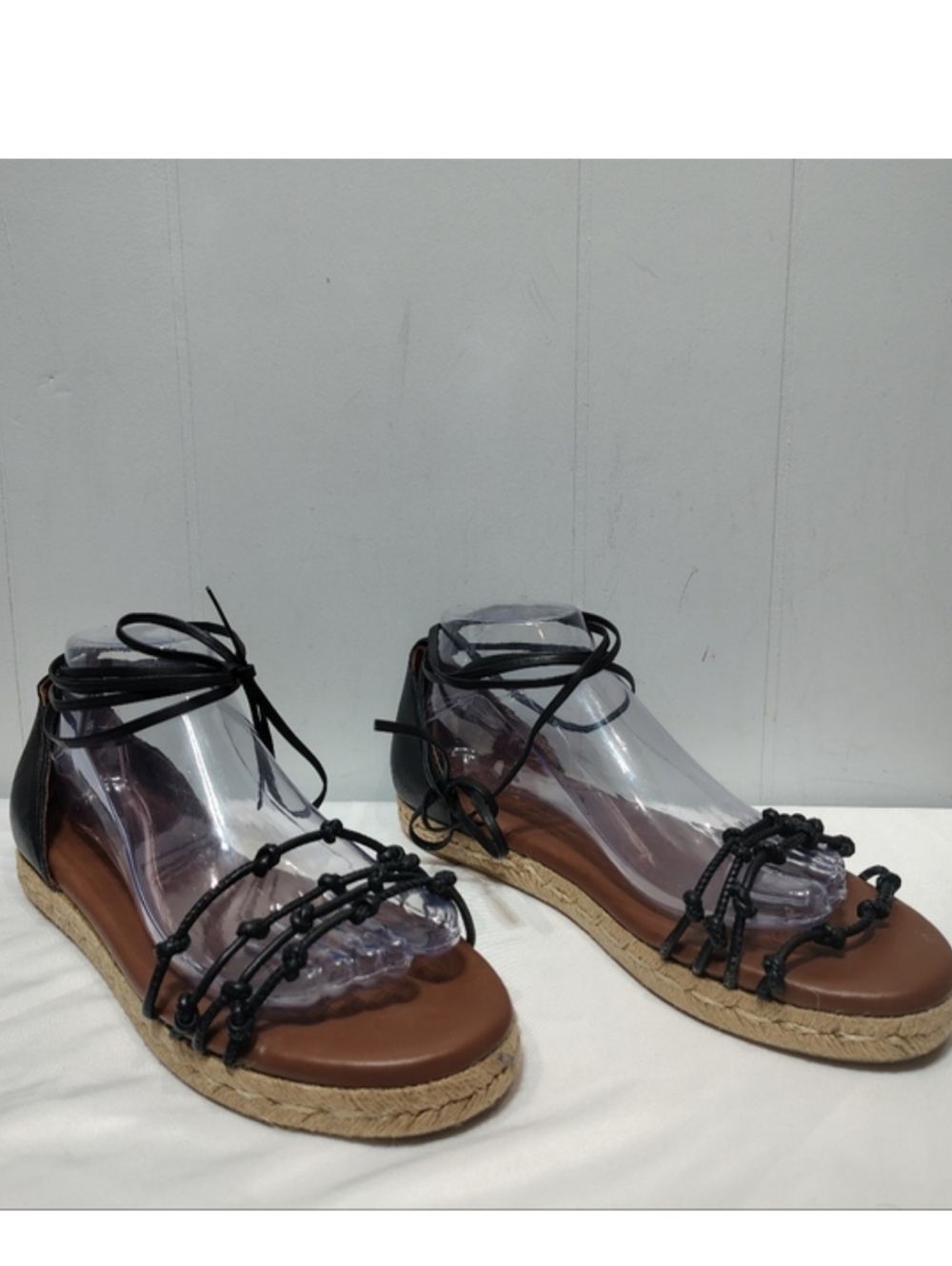 ALOHAS Wanderer Espadrille Sandals Leather Black Size 10 Anthropologie